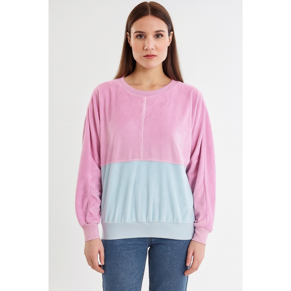 Aileen II Pink Blue Sweatshirt Velour Soft Top Vintage 80s NWT Size 38
